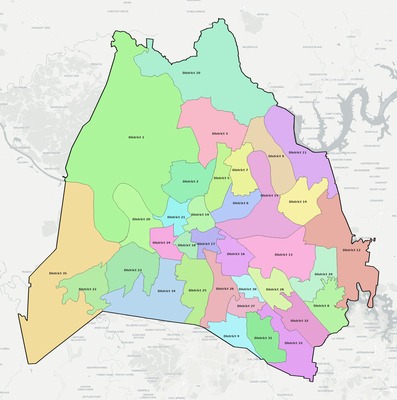 Davidson County TN townships and subdivisions map