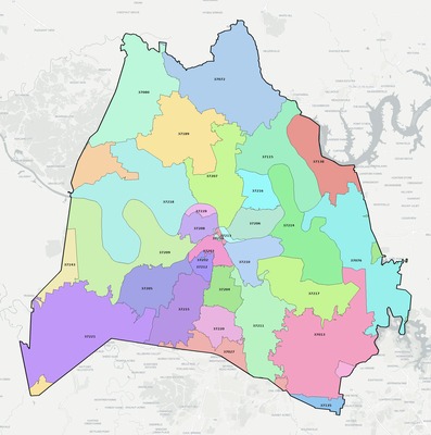 Davidson County TN ZIP code map preview