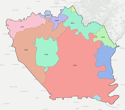 DeKalb County TN ZIP code boundaries map