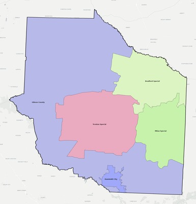 Gibson County TN school district boundaries map