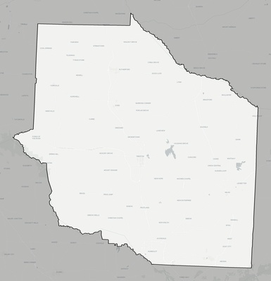 Gibson County TN county basemap context