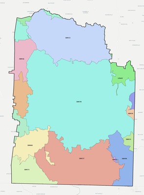 Giles County TN ZIP code boundaries map