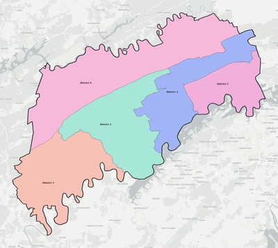 Grainger County TN townships and subdivisions map