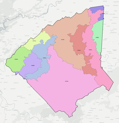 Greene County TN ZIP code boundaries map