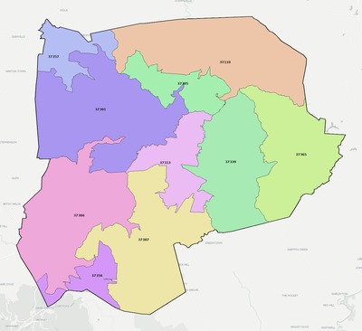 Grundy County TN ZIP code boundaries map