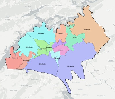 Hamblen County TN townships and subdivisions map