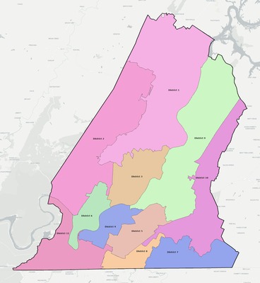 Hamilton County TN townships and subdivisions map
