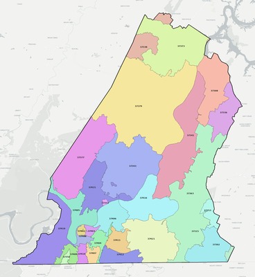 Hamilton County TN ZIP code map preview