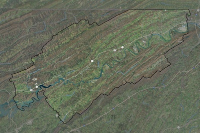 Hawkins County TN USGS imagery and topo map