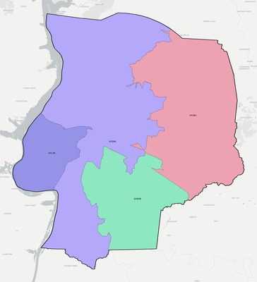 Humphreys County TN ZIP code boundaries map