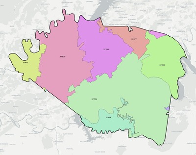 Jefferson County TN ZIP code boundaries map