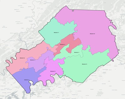 Knox County TN townships and subdivisions map