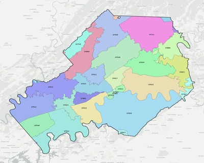 Knox County TN ZIP code boundaries map