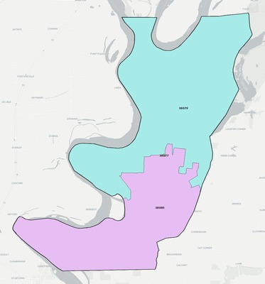 Lake County TN ZIP code boundaries map