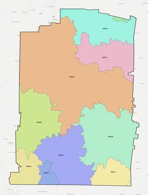 Lawrence County TN ZIP code boundaries map