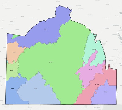 Lincoln County TN ZIP code boundaries map