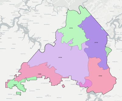 Loudon County TN ZIP code boundaries map