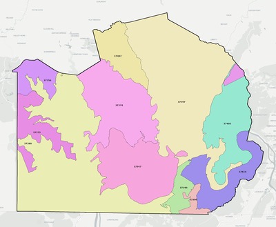 Marion County TN ZIP code boundaries map