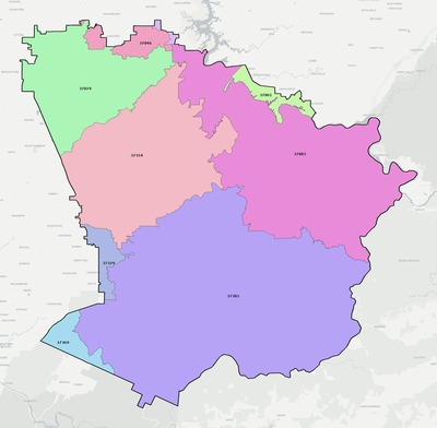 Monroe County TN ZIP code boundaries map