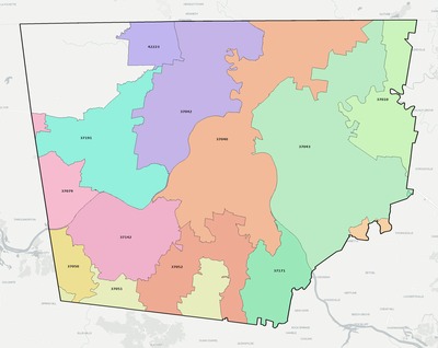 Montgomery County TN ZIP code boundaries map