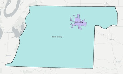Obion County TN school district boundaries map