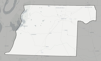 Obion County TN county basemap context