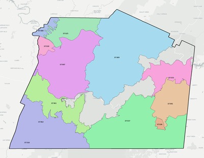 Polk County TN ZIP code boundaries map