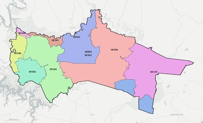 Putnam County TN ZIP code boundaries map