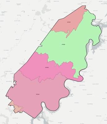 Rhea County TN ZIP code boundaries map