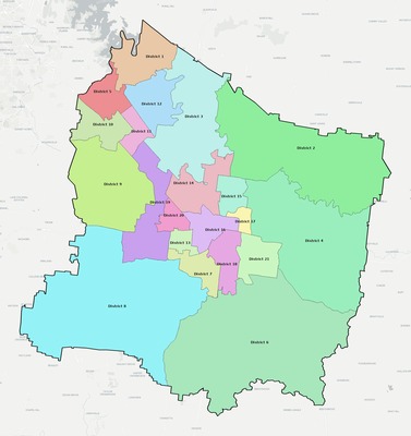 Rutherford County TN townships and subdivisions map