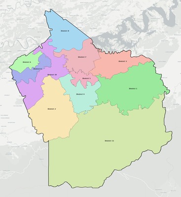 Sevier County TN townships and subdivisions map