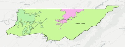 Sullivan County TN school district boundaries map