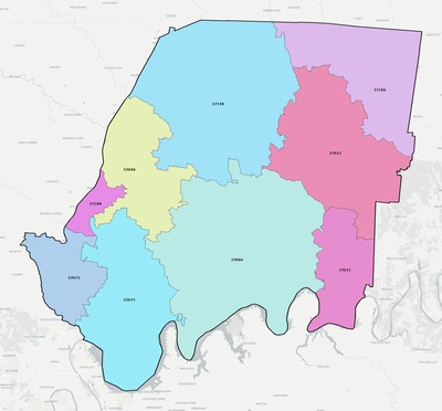 Sumner County TN ZIP code boundaries map