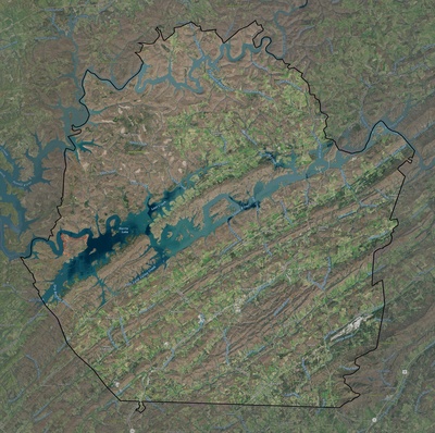 Union County TN USGS imagery and topo map