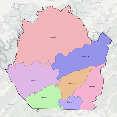 Union County TN townships and subdivisions map