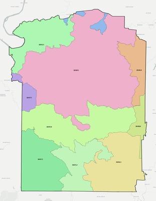 Wayne County TN ZIP code boundaries map