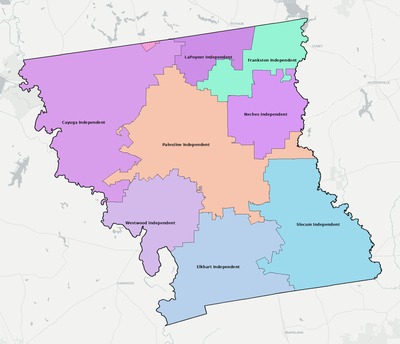 Anderson County TX school district boundaries map