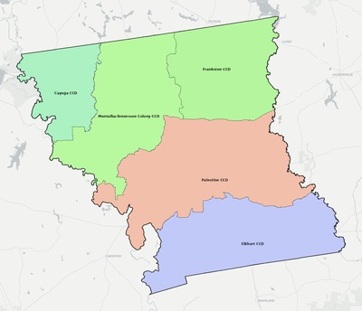 Anderson County TX townships and subdivisions map