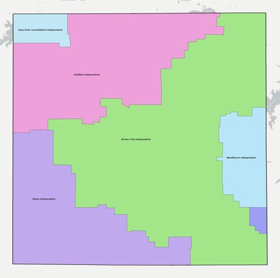 Archer County TX school district boundaries map