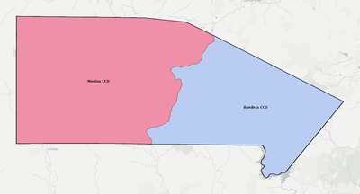 Bandera County TX townships and subdivisions map