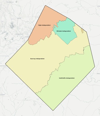 Bastrop County TX school district boundaries map