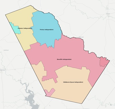 Bee County TX school district boundaries map