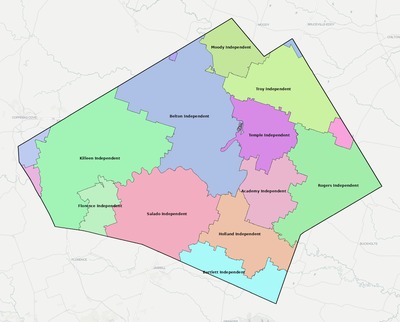 Bell County TX school district boundaries map