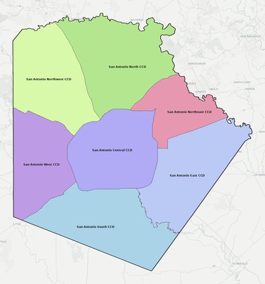 Bexar County TX townships and subdivisions map