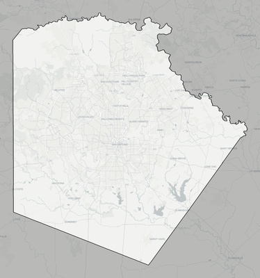 Bexar County TX county basemap context