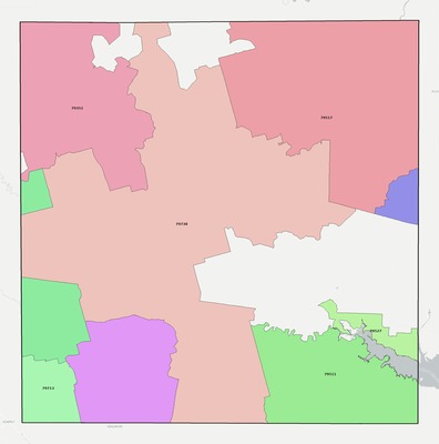 Borden County TX ZIP code boundaries map
