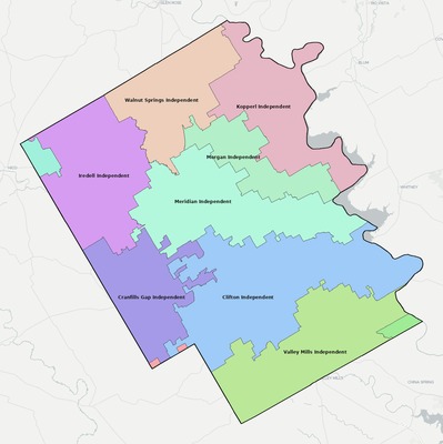 Bosque County TX school district boundaries map