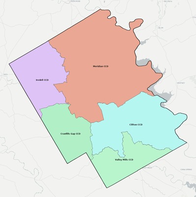 Bosque County TX townships and subdivisions map