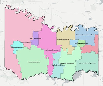 Bowie County TX school district boundaries map