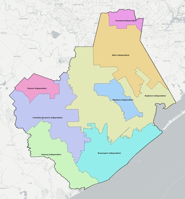 Brazoria County TX school district boundaries map